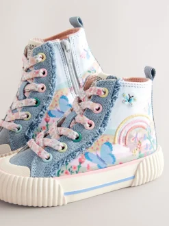 Next - Entraîneurs haut de gamme Bleu jean motif arc-en-ciel Best