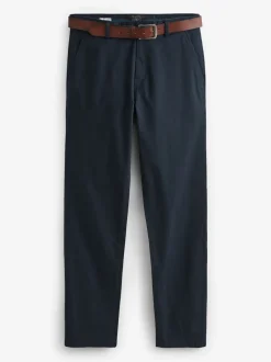 Next Bleu marine - Ajustement droit - Pantalons chino à ceinture doux au toucher Clearance