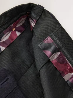 Next Bleu marine - Ajustement régulier - Pantalons Signature en 100 % laine avec ceinture Motion Flex