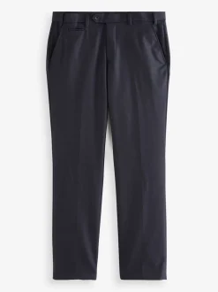 Next Bleu marine - Ajustement régulier - Pantalons Signature en 100 % laine avec ceinture Motion Flex