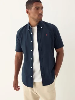 Next - Ajustement régulier - Chemise Oxford à manches courtes Bleu marine Best