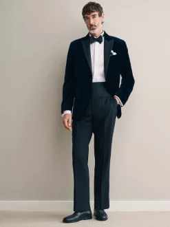 Next Bleu marine - Ajustement régulier - Blazer Signature Pontoglio en velours italien Online