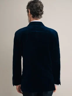 Next Bleu marine - Ajustement régulier - Blazer Signature Pontoglio en velours italien Online