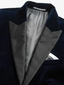 Next Bleu marine - Ajustement régulier - Blazer Signature Pontoglio en velours italien Online