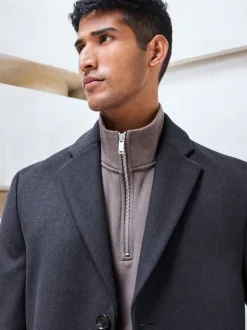 Next Bleu marine - Ajustement régulier - Manteau Epsom en laine Sale