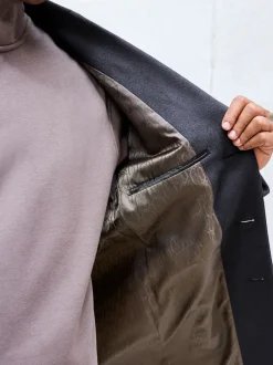 Next Bleu marine - Ajustement régulier - Manteau Epsom en laine Sale