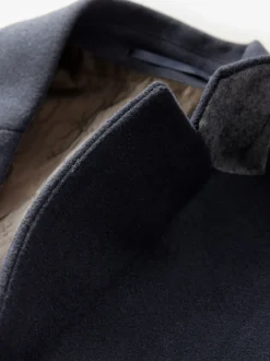 Next Bleu marine - Ajustement régulier - Manteau Epsom en laine Sale