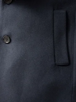 Next Bleu marine - Ajustement régulier - Manteau Epsom en laine Sale