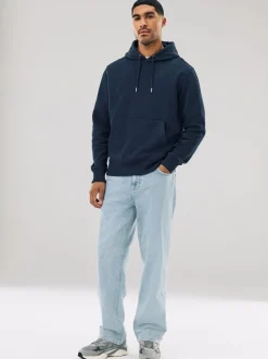 Next - Ajustement régulier - Sweat-shirt à capuche en jersey riche en coton épais Bleu marine Clearance