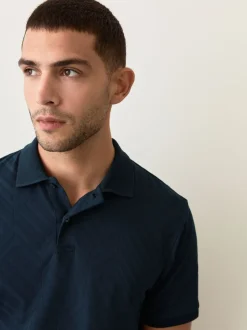 Next - Ajustement régulier - Polo habillé en jacquard Bleu marine Hot