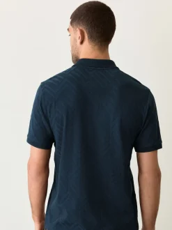 Next - Ajustement régulier - Polo habillé en jacquard Bleu marine Hot