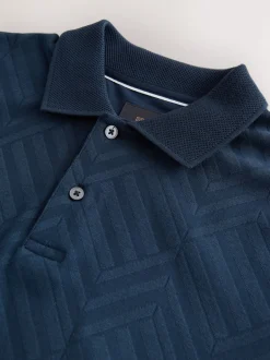 Next - Ajustement régulier - Polo habillé en jacquard Bleu marine Hot