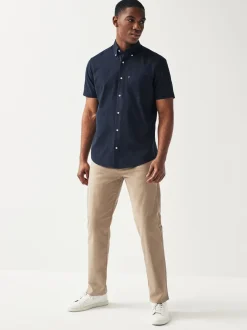 Next Bleu marine - Ajustement régulier - Chemise Oxford à manches courtes Easy Iron Button Down Discount