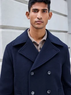 Next Bleu marine - Ajustement régulier - Caban N.premium doux au toucher en laine Best