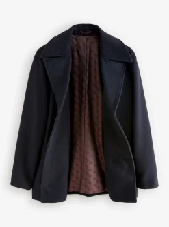 Next Bleu marine - Ajustement régulier - Caban N.premium doux au toucher en laine Best