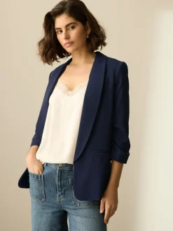 Next - Blazer décontracté à manches froncées Bleu marine Hot