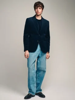 Next Bleu marine - Blazer en velours côtelé