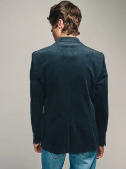 Next Bleu marine - Blazer en velours côtelé