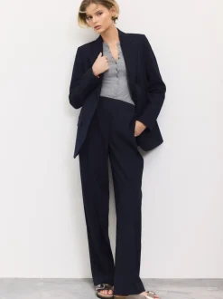 Next Bleu marine - Blazer simple boutonnage en laine Sale