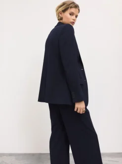 Next Bleu marine - Blazer simple boutonnage en laine Sale