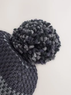 Next Bleu marine - Bonnet à pompon à rayures Online