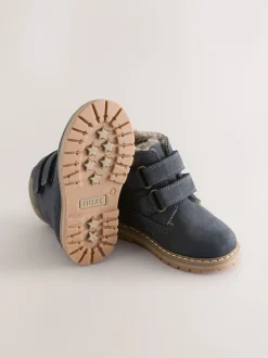 Next Bleu marine - Bottes de travail en cuir à fermeture scratch™ doublées thermiques Hot