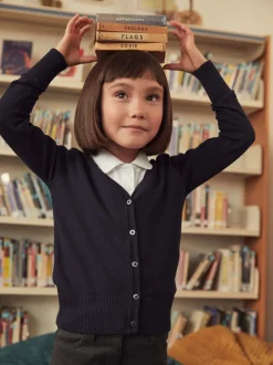 Next - Cardigan à col en V Cotton Rich School (3-16ans) Bleu marine