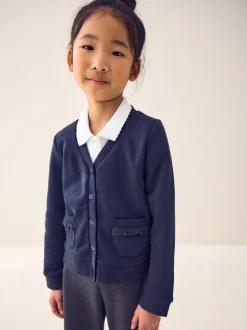 Next Bleu marine - Cardigan scolaire en jersey à poches volantées en coton riche (3-16ans) Discount