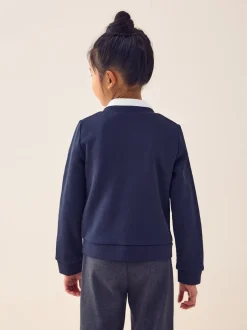 Next Bleu marine - Cardigan scolaire en jersey à poches volantées en coton riche (3-16ans) Discount