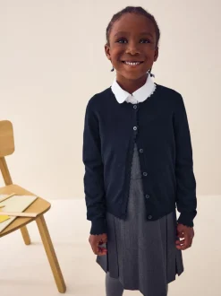 Next Bleu marine - Cardigan scolaire à bord festonné Cotton Rich (3-16ans) Clearance