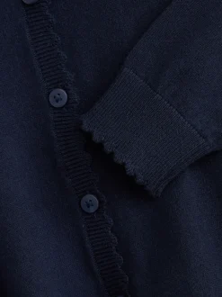 Next Bleu marine - Cardigan scolaire à bord festonné Cotton Rich (3-16ans) Clearance