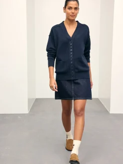Next - Cardigan ultra-doux à col en V avec poches Bleu marine Sale