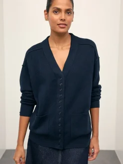 Next - Cardigan ultra-doux à col en V avec poches Bleu marine Sale