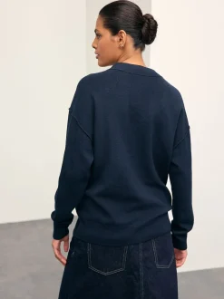 Next - Cardigan ultra-doux à col en V avec poches Bleu marine Sale