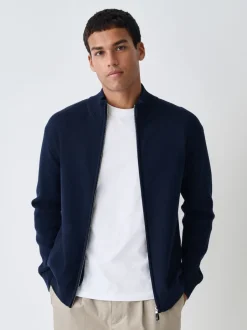 Next Bleu marine - Cardigan zippé N.premium coupe classique 100% coton haut de gamme Hot