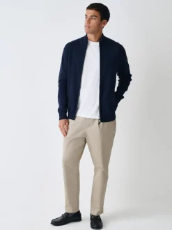 Next Bleu marine - Cardigan zippé N.premium coupe classique 100% coton haut de gamme Hot