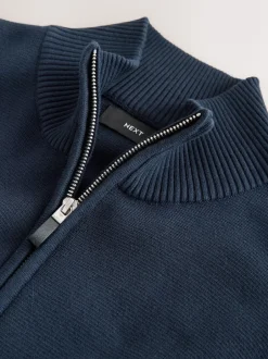 Next Bleu marine - Cardigan zippé N.premium coupe classique 100% coton haut de gamme Hot