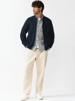 Next Bleu marine - Cardigan zippé à texture côtelée en laine Online