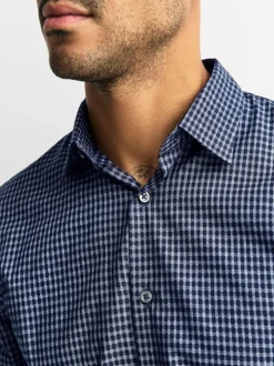Next Bleu marine à carreaux vichy - Chemise élégante douce au toucher à manches longues Online