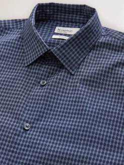 Next Bleu marine à carreaux vichy - Chemise élégante douce au toucher à manches longues Online