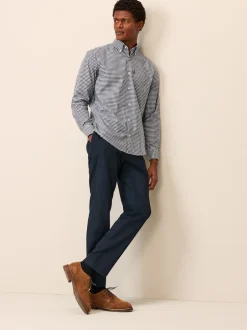 Next - Chemise Oxford ajustée Easy Iron Button Down Bleu marine à carreaux vichy New