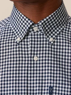 Next - Chemise Oxford ajustée Easy Iron Button Down Bleu marine à carreaux vichy New