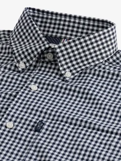 Next - Chemise Oxford ajustée Easy Iron Button Down Bleu marine à carreaux vichy New