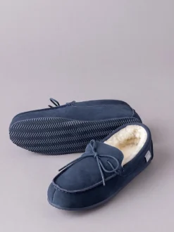 Lakeland Leather Bleu marine - Chaussons style mocassins en peau de mouton homme Best