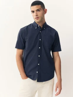 Next - Chemise Oxford à manches courtes Bleu marine Discount