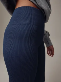 Next - Côtelé sans couture Taille haute Leggings Bleu marine Hot