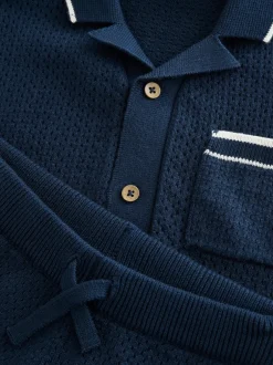 Next Bleu marine - Ensemble polos et shorts texturés en maille à col révéré (3mois-10ans) Online