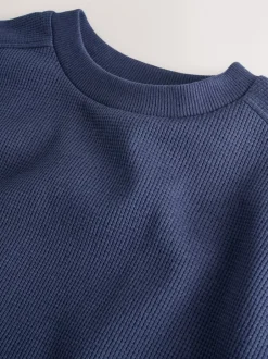 Next Bleu marine - Ensemble t-shirt et short texturé Manchester Courts (3-16ans)