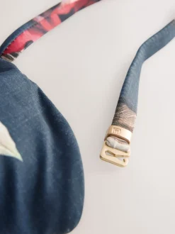 Next - Maillot de bain bandeau gainant Bleu marine à fleurs Sale