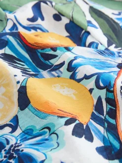 Next Bleu marine à fleurs - Robe longue Imprimé fruits volume Online